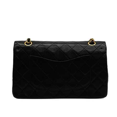 VINTAGE CHANEL CLASSIC FLAP MEDIUM CHAIN SHOULDER BAG BLACK LAMB SKIN GOLD HARDWARE 90346117