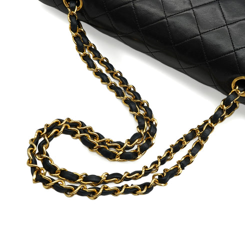 VINTAGE CHANEL CLASSIC FLAP MEDIUM CHAIN SHOULDER BAG BLACK LAMB SKIN GOLD HARDWARE 90346117