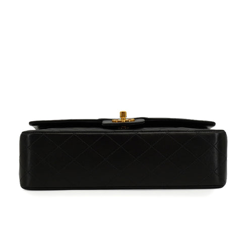 VINTAGE CHANEL CLASSIC FLAP MEDIUM CHAIN SHOULDER BAG BLACK LAMB SKIN GOLD HARDWARE 90346127