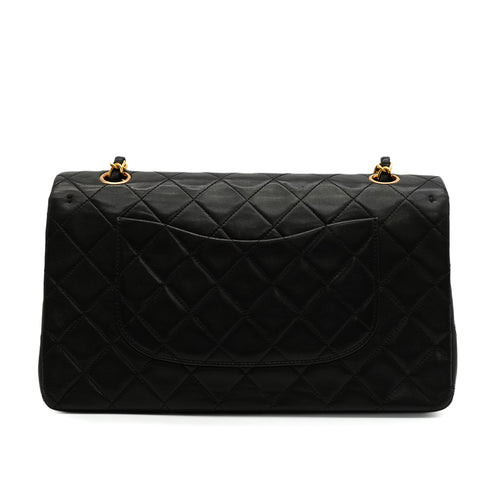 VINTAGE CHANEL CLASSIC FLAP MEDIUM CHAIN SHOULDER BAG BLACK LAMB SKIN GOLD HARDWARE 90346127