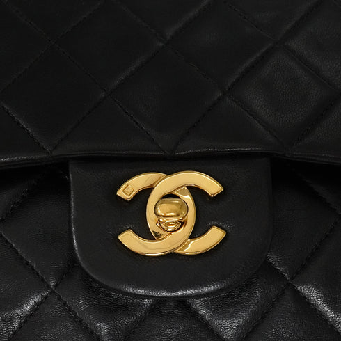 VINTAGE CHANEL CLASSIC FLAP MEDIUM CHAIN SHOULDER BAG BLACK LAMB SKIN GOLD HARDWARE 90346127