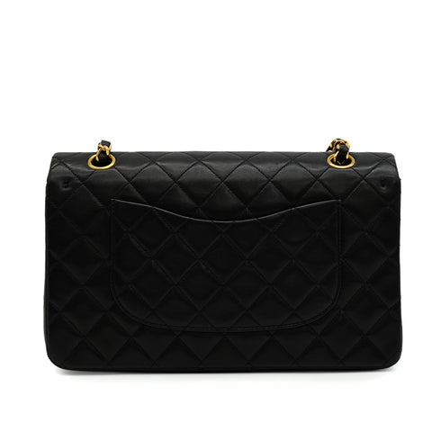 VINTAGE CHANEL CLASSIC FLAP MEDIUM CHAIN SHOULDER BAG BLACK LAMB SKIN GOLD HARDWARE 90346132