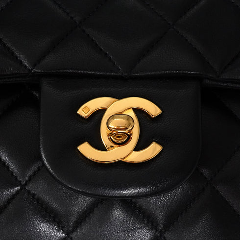 VINTAGE CHANEL CLASSIC FLAP MEDIUM CHAIN SHOULDER BAG BLACK LAMB SKIN GOLD HARDWARE 90346132