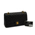 VINTAGE CHANEL CLASSIC FLAP MEDIUM CHAIN SHOULDER BAG BLACK LAMB SKIN GOLD HARDWARE 90346671