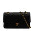 VINTAGE CHANEL CLASSIC FLAP MEDIUM CHAIN SHOULDER BAG BLACK LAMB SKIN GOLD HARDWARE 90346671