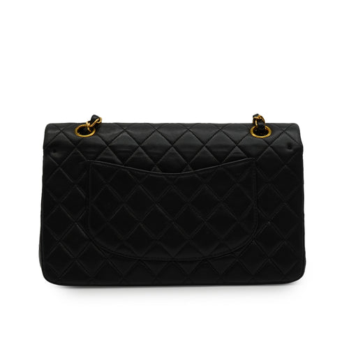 VINTAGE CHANEL CLASSIC FLAP MEDIUM CHAIN SHOULDER BAG BLACK LAMB SKIN GOLD HARDWARE 90346671