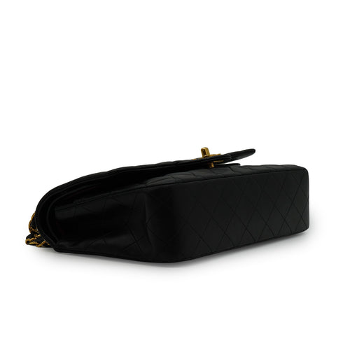 VINTAGE CHANEL CLASSIC FLAP MEDIUM CHAIN SHOULDER BAG BLACK LAMB SKIN GOLD HARDWARE 90346671