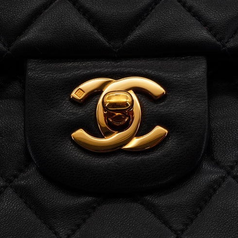 VINTAGE CHANEL CLASSIC FLAP MEDIUM CHAIN SHOULDER BAG BLACK LAMB SKIN GOLD HARDWARE 90346982