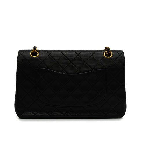 VINTAGE CHANEL CLASSIC FLAP MEDIUM CHAIN SHOULDER BAG BLACK LAMB SKIN GOLD HARDWARE 90347156