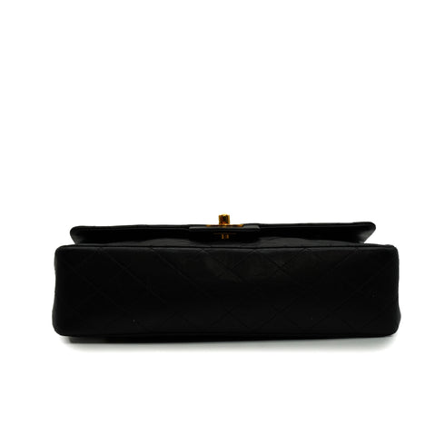 VINTAGE CHANEL CLASSIC FLAP MEDIUM CHAIN SHOULDER BAG BLACK LAMB SKIN GOLD HARDWARE 90347156