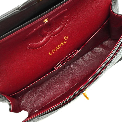 VINTAGE CHANEL CLASSIC FLAP MEDIUM CHAIN SHOULDER BAG BLACK LAMB SKIN GOLD HARDWARE 90347156