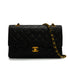 VINTAGE CHANEL CLASSIC FLAP MEDIUM CHAIN SHOULDER BAG BLACK LAMB SKIN GOLD HARDWARE 90347936