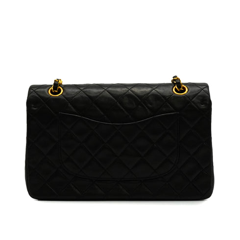VINTAGE CHANEL CLASSIC FLAP MEDIUM CHAIN SHOULDER BAG BLACK LAMB SKIN GOLD HARDWARE 90347936