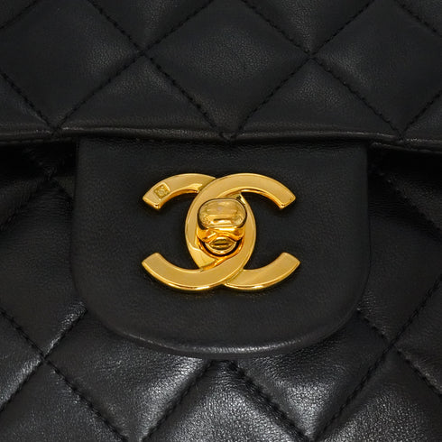 VINTAGE CHANEL CLASSIC FLAP MEDIUM CHAIN SHOULDER BAG BLACK LAMB SKIN GOLD HARDWARE 90347936