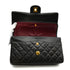 VINTAGE CHANEL CLASSIC FLAP MEDIUM CHAIN SHOULDER BAG BLACK LAMB SKIN GOLD HARDWARE 90347936