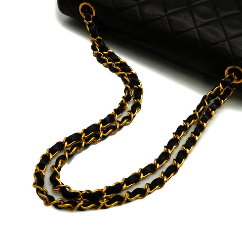 VINTAGE CHANEL CLASSIC FLAP MEDIUM CHAIN SHOULDER BAG BLACK LAMB SKIN GOLD HARDWARE 90348014
