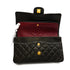 VINTAGE CHANEL CLASSIC FLAP MEDIUM CHAIN SHOULDER BAG BLACK LAMB SKIN GOLD HARDWARE 90348014