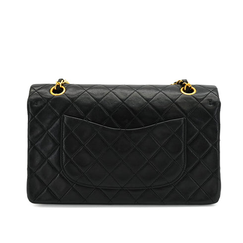 VINTAGE CHANEL CLASSIC FLAP MEDIUM CHAIN SHOULDER BAG BLACK LAMB SKIN GOLD HARDWARE 90348219