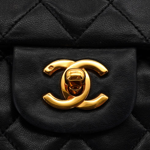 VINTAGE CHANEL CLASSIC FLAP MEDIUM CHAIN SHOULDER BAG BLACK LAMB SKIN GOLD HARDWARE 90348219