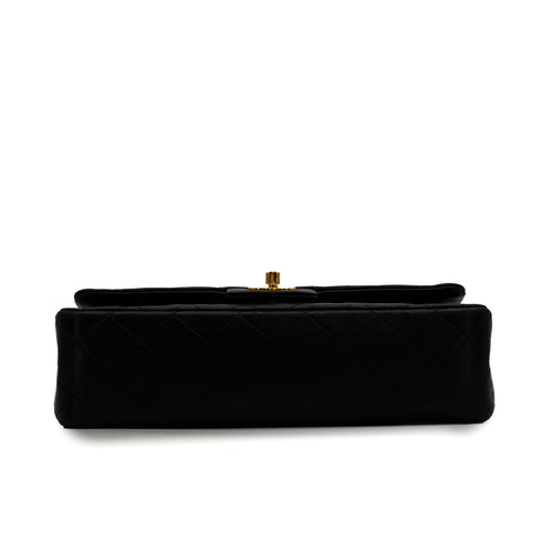 VINTAGE CHANEL CLASSIC FLAP MEDIUM CHAIN SHOULDER BAG BLACK LAMB SKIN GOLD HARDWARE 90348225