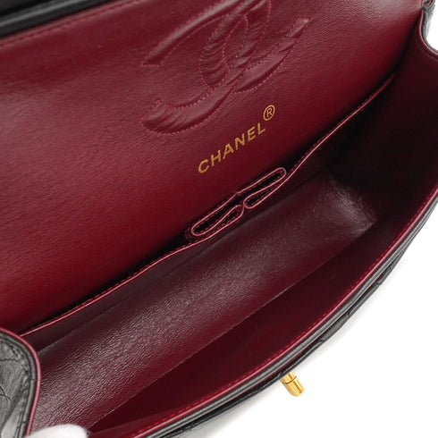 VINTAGE CHANEL CLASSIC FLAP MEDIUM CHAIN SHOULDER BAG BLACK LAMB SKIN GOLD HARDWARE 90348225
