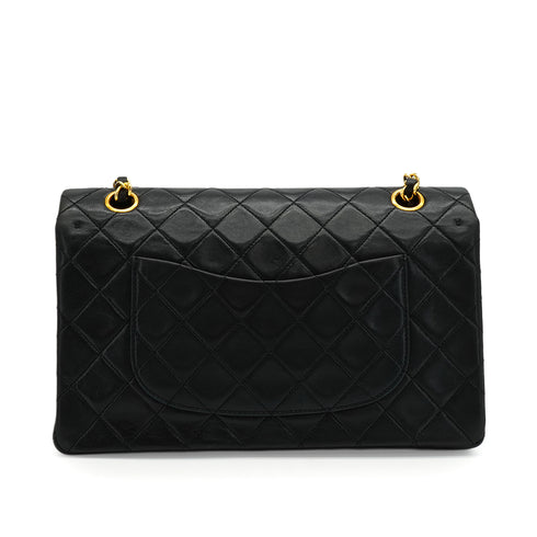 VINTAGE CHANEL CLASSIC FLAP MEDIUM CHAIN SHOULDER BAG BLACK LAMB SKIN GOLD HARDWARE 90348332