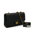 VINTAGE CHANEL CLASSIC FLAP MEDIUM CHAIN SHOULDER BAG BLACK LAMB SKIN GOLD HARDWARE 90348536