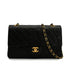 VINTAGE CHANEL CLASSIC FLAP MEDIUM CHAIN SHOULDER BAG BLACK LAMB SKIN GOLD HARDWARE 90349402
