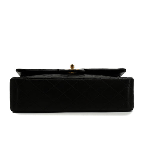 VINTAGE CHANEL CLASSIC FLAP MEDIUM CHAIN SHOULDER BAG BLACK LAMB SKIN GOLD HARDWARE 90349402