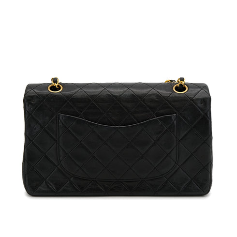 VINTAGE CHANEL CLASSIC FLAP MEDIUM CHAIN SHOULDER BAG BLACK LAMB SKIN GOLD HARDWARE 90315009