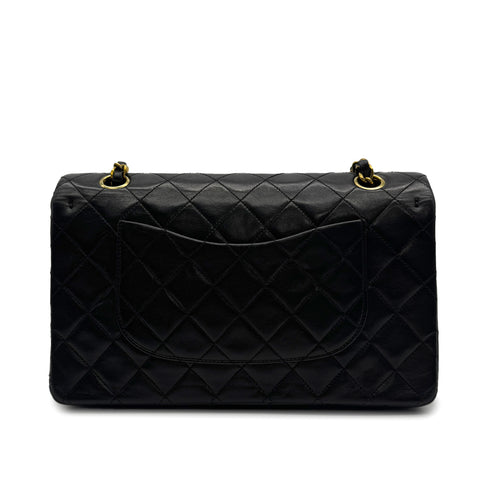 VINTAGE CHANEL CLASSIC FLAP MEDIUM CHAIN SHOULDER BAG BLACK LAMB SKIN GOLD HARDWARE 90317862