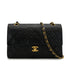 VINTAGE CHANEL CLASSIC FLAP MEDIUM CHAIN SHOULDER BAG BLACK LAMB SKIN GOLD HARDWARE 90317914