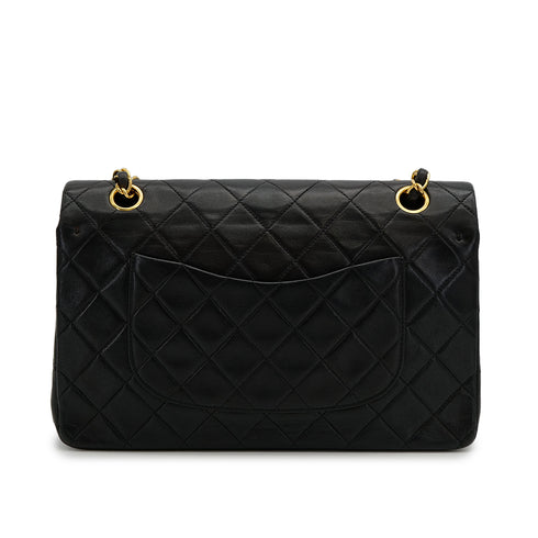 VINTAGE CHANEL CLASSIC FLAP MEDIUM CHAIN SHOULDER BAG BLACK LAMB SKIN GOLD HARDWARE 90317914