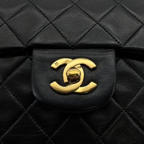 VINTAGE CHANEL CLASSIC FLAP MEDIUM CHAIN SHOULDER BAG BLACK LAMB SKIN GOLD HARDWARE 90317914