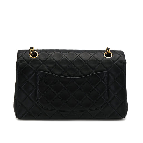 VINTAGE CHANEL CLASSIC FLAP MEDIUM CHAIN SHOULDER BAG BLACK LAMB SKIN GOLD HARDWARE 90319983