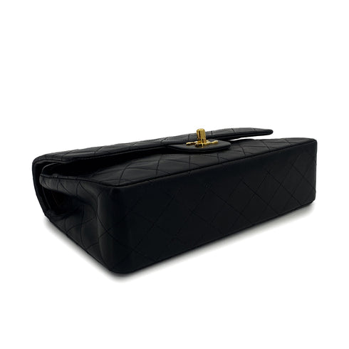 VINTAGE CHANEL CLASSIC FLAP MEDIUM CHAIN SHOULDER BAG BLACK LAMB SKIN GOLD HARDWARE 90323092