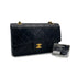 VINTAGE CHANEL CLASSIC FLAP MEDIUM CHAIN SHOULDER BAG BLACK LAMB SKIN GOLD HARDWARE 90325634
