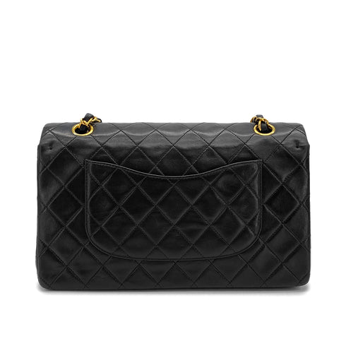 VINTAGE CHANEL CLASSIC FLAP MEDIUM CHAIN SHOULDER BAG BLACK LAMB SKIN GOLD HARDWARE 90326659