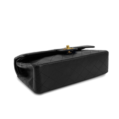 VINTAGE CHANEL CLASSIC FLAP MEDIUM CHAIN SHOULDER BAG BLACK LAMB SKIN GOLD HARDWARE 90326659
