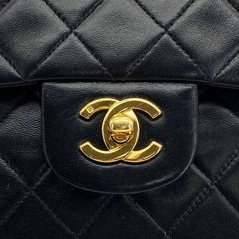VINTAGE CHANEL CLASSIC FLAP MEDIUM CHAIN SHOULDER BAG BLACK LAMB SKIN GOLD HARDWARE 90326659