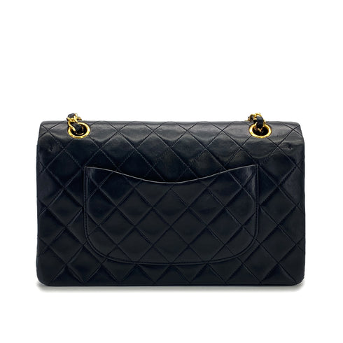 VINTAGE CHANEL CLASSIC FLAP MEDIUM CHAIN SHOULDER BAG BLACK LAMB SKIN GOLD HARDWARE 90326853