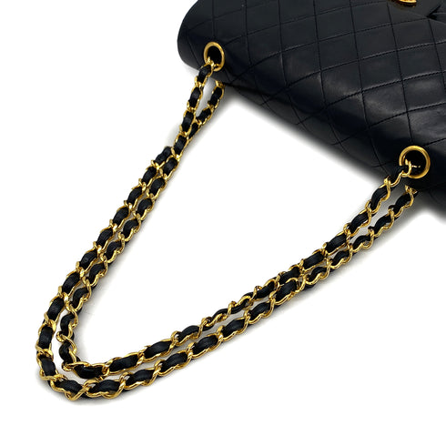 VINTAGE CHANEL CLASSIC FLAP MEDIUM CHAIN SHOULDER BAG BLACK LAMB SKIN GOLD HARDWARE 90326853
