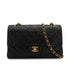 VINTAGE CHANEL CLASSIC FLAP MEDIUM CHAIN SHOULDER BAG BLACK LAMB SKIN GOLD HARDWARE 90326857
