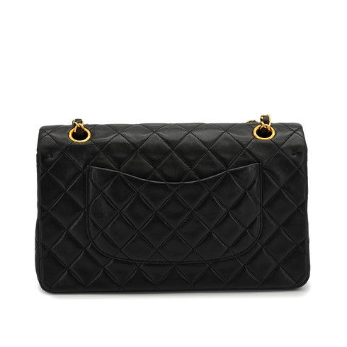 VINTAGE CHANEL CLASSIC FLAP MEDIUM CHAIN SHOULDER BAG BLACK LAMB SKIN GOLD HARDWARE 90326857