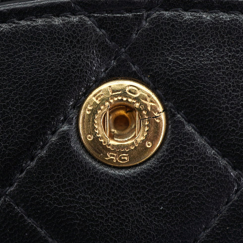 VINTAGE CHANEL CLASSIC FLAP MEDIUM CHAIN SHOULDER BAG BLACK LAMB SKIN GOLD HARDWARE 90328695