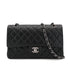 VINTAGE CHANEL CLASSIC FLAP MEDIUM CHAIN SHOULDER BAG BLACK LAMB SKIN SILVER HARDWARE 90322914