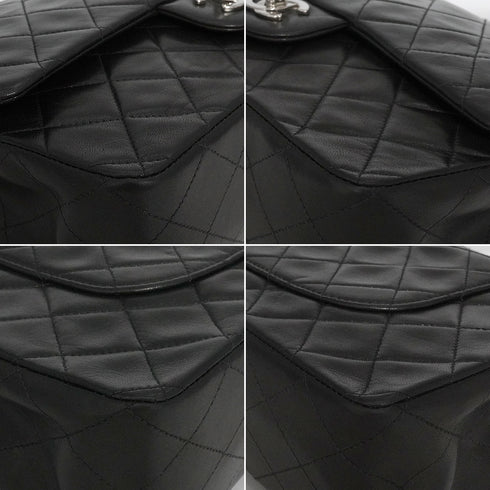 VINTAGE CHANEL CLASSIC FLAP MEDIUM CHAIN SHOULDER BAG BLACK LAMB SKIN SILVER HARDWARE 90334867