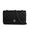 VINTAGE CHANEL CLASSIC FLAP MEDIUM CHAIN SHOULDER BAG BLACK LAMB SKIN SILVER HARDWARE 90341442