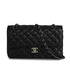 VINTAGE CHANEL CLASSIC FLAP MEDIUM CHAIN SHOULDER BAG BLACK LAMB SKIN SILVER HARDWARE 90341442