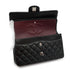VINTAGE CHANEL CLASSIC FLAP MEDIUM CHAIN SHOULDER BAG BLACK LAMB SKIN SILVER HARDWARE 90341442